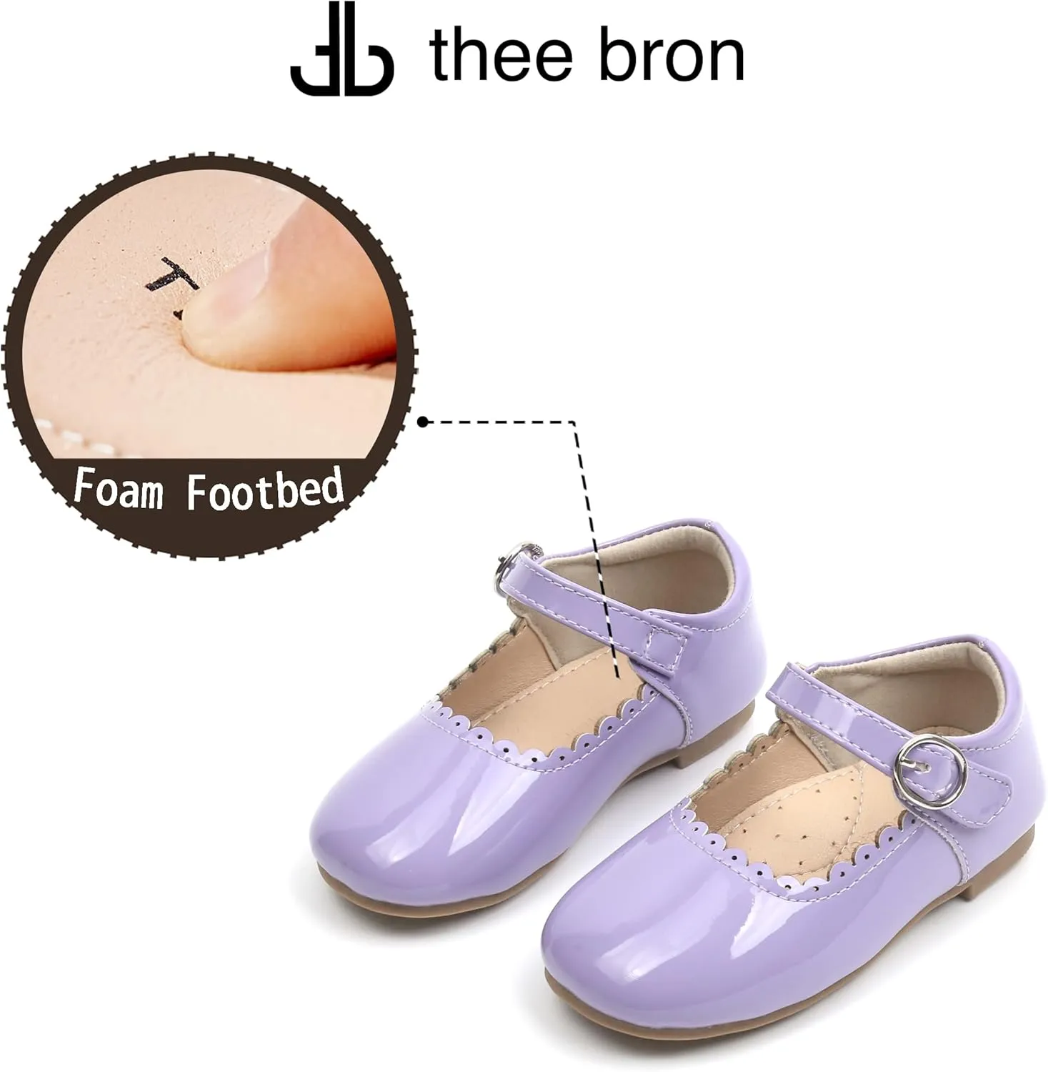 THEE BRON Little Girls Princess Shoes 3-12 Years Ballet Flats Soft Non-Slip Dress Shoes for Wide Feet