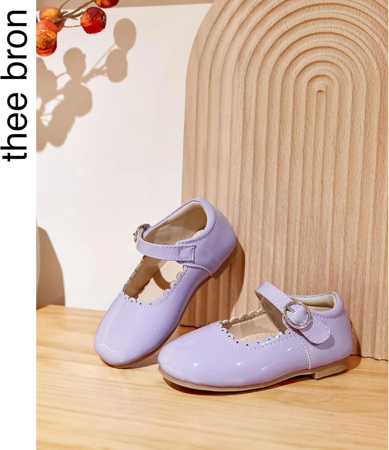 THEE BRON Little Girls Princess Shoes 3-12 Years Ballet Flats Soft Non-Slip Dress Shoes for Wide Feet