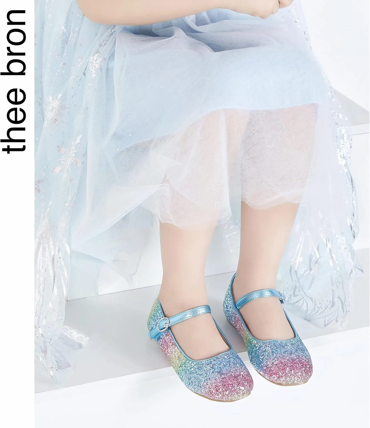 THEE BRON Little Girls Princess Shoes 3-12 Years Ballet Flats Soft Non-Slip Dress Shoes for Wide Feet