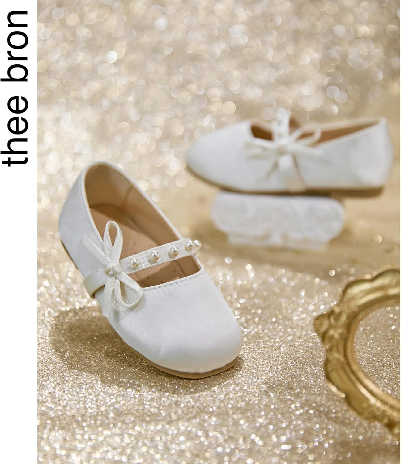 THEE BRON Little Girls Princess Shoes 3-12 Years Ballet Flats Soft Non-Slip Dress Shoes for Wide Feet