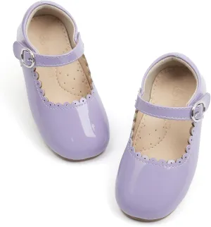 THEE BRON Little Girls Princess Shoes 3-12 Years Ballet Flats Soft Non-Slip Dress Shoes for Wide Feet
