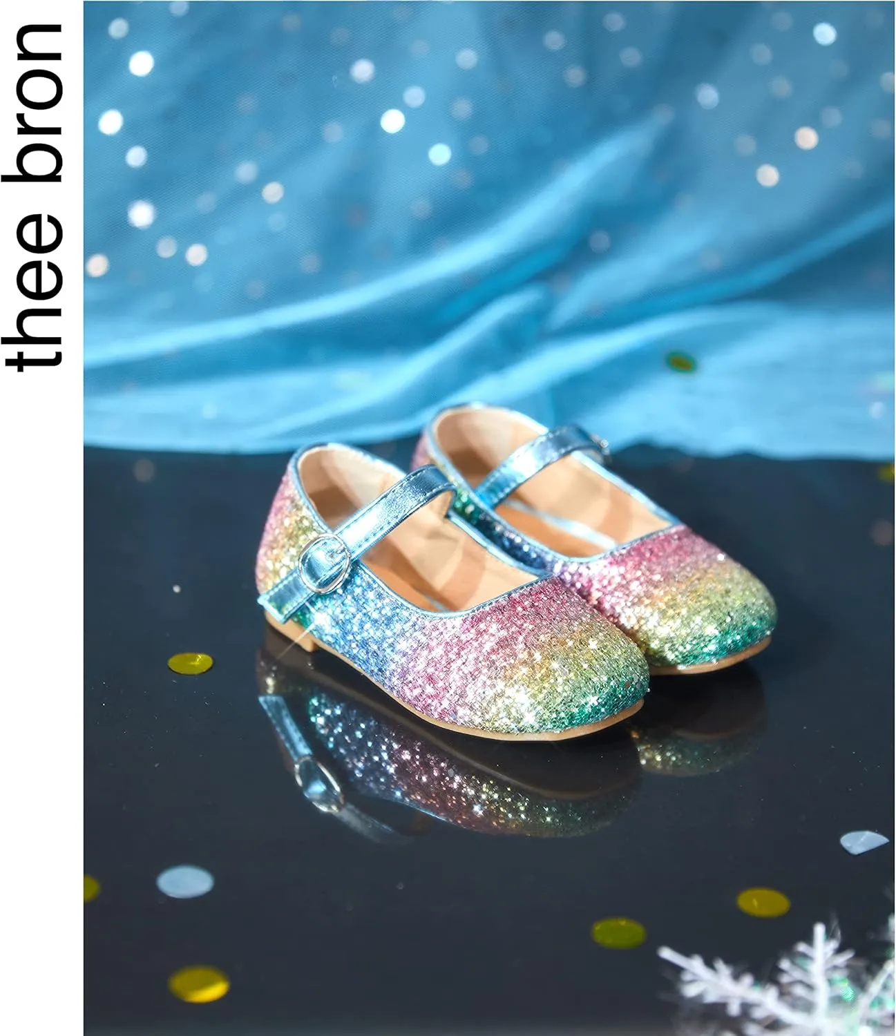 THEE BRON Little Girls Princess Shoes 3-12 Years Ballet Flats Soft Non-Slip Dress Shoes for Wide Feet