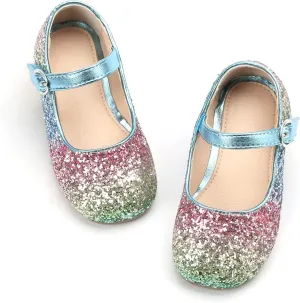 THEE BRON Little Girls Princess Shoes 3-12 Years Ballet Flats Soft Non-Slip Dress Shoes for Wide Feet