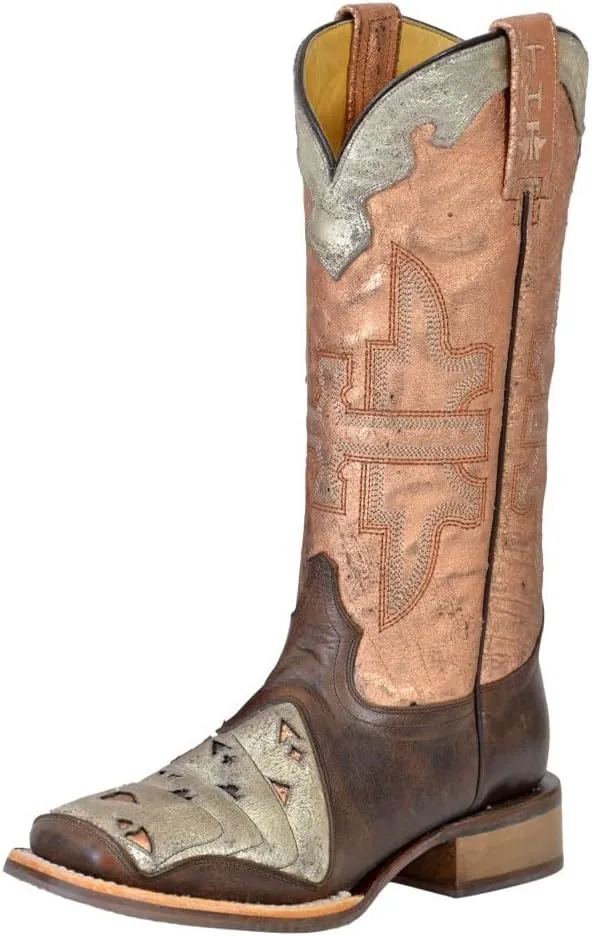Tin Haul Women's Four Of A Kind 13in Pink Top Cowgirl Boots Pink/Brown