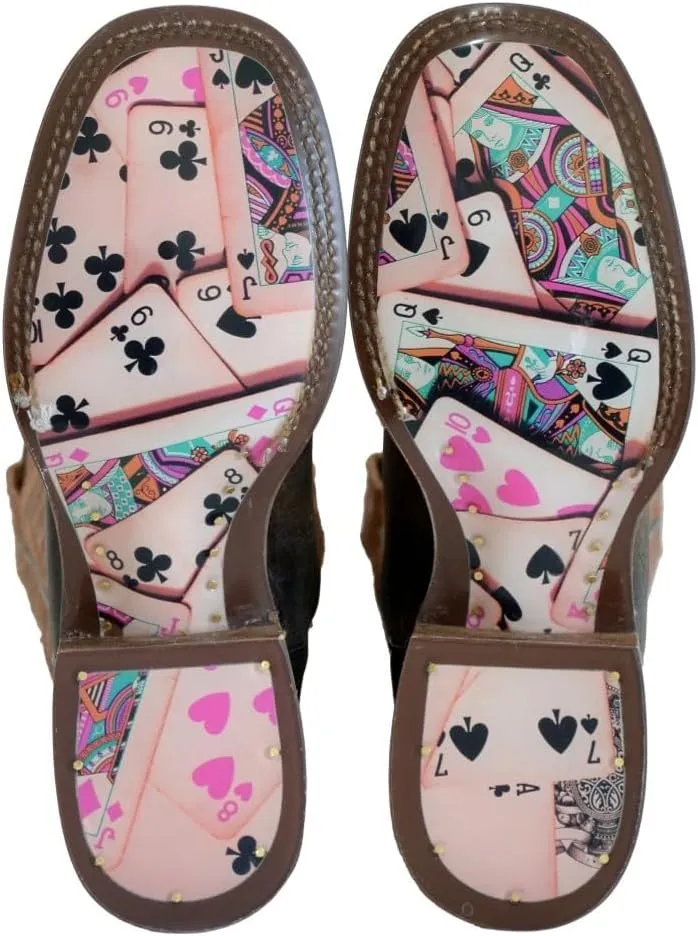Tin Haul Women's Four Of A Kind 13in Pink Top Cowgirl Boots Pink/Brown