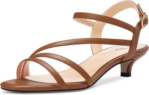 TNYNFBEB Women Low Kitten Heel Peep Open Toe Sandals Ankle Strap Buckle Prom Party Cute Basic Classic 1.4 Inches Heels