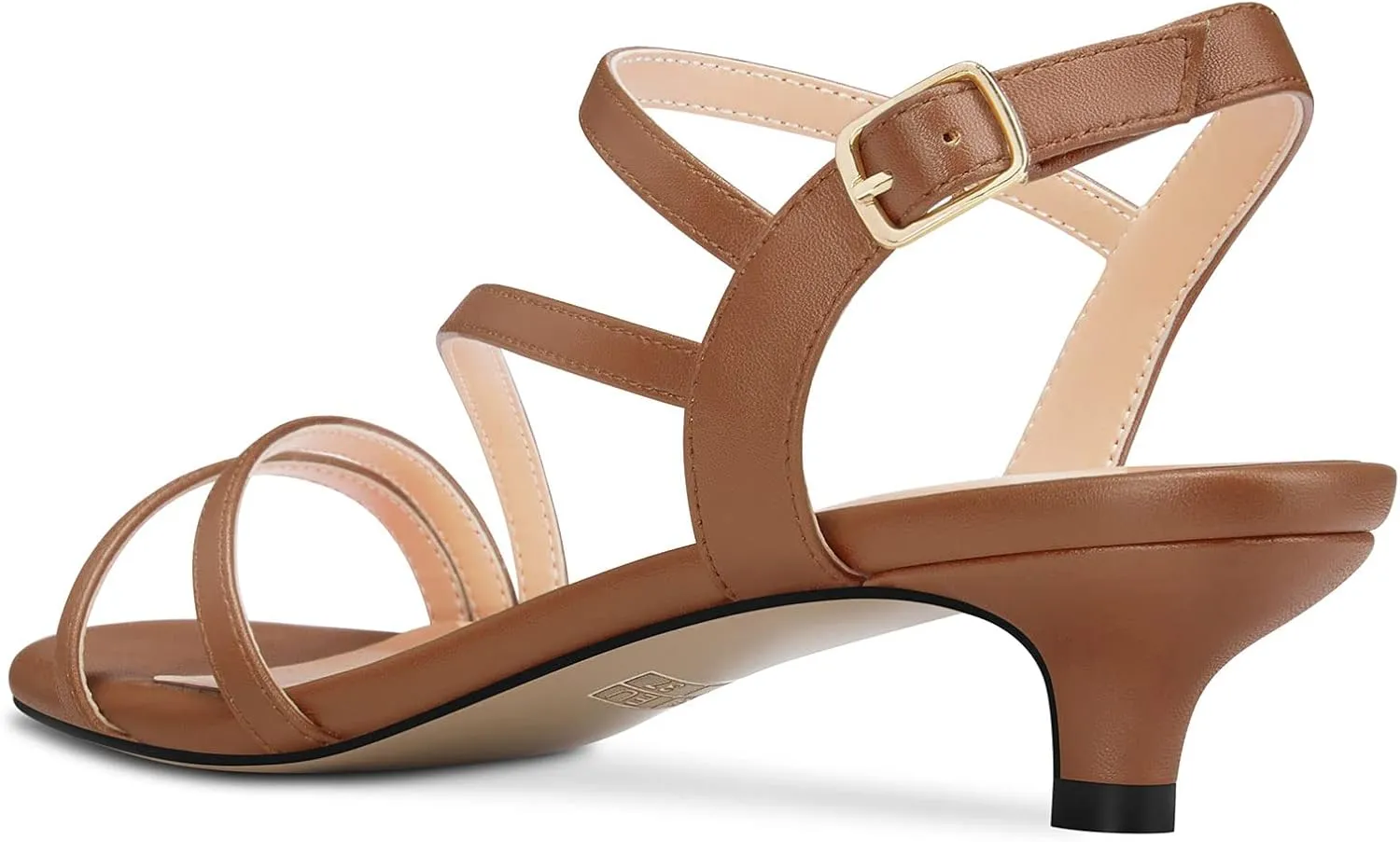TNYNFBEB Women Low Kitten Heel Peep Open Toe Sandals Ankle Strap Buckle Prom Party Cute Basic Classic 1.4 Inches Heels