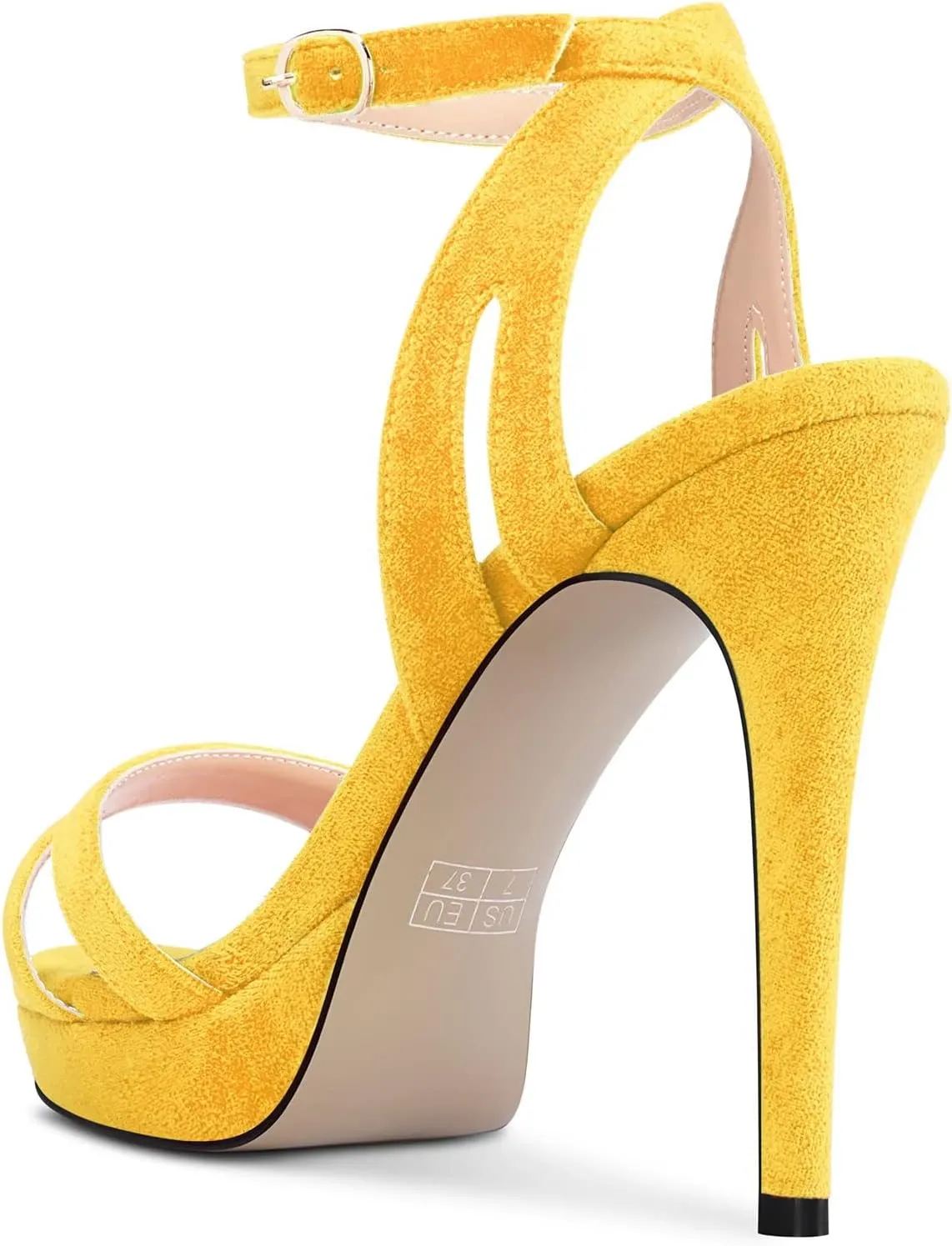 TNYNFBEB Women Stiletto High Platform Heel Peep Open Pointed Toe Sandals Ankle Strap Buckle Party Cute 4.7 Inches Heels