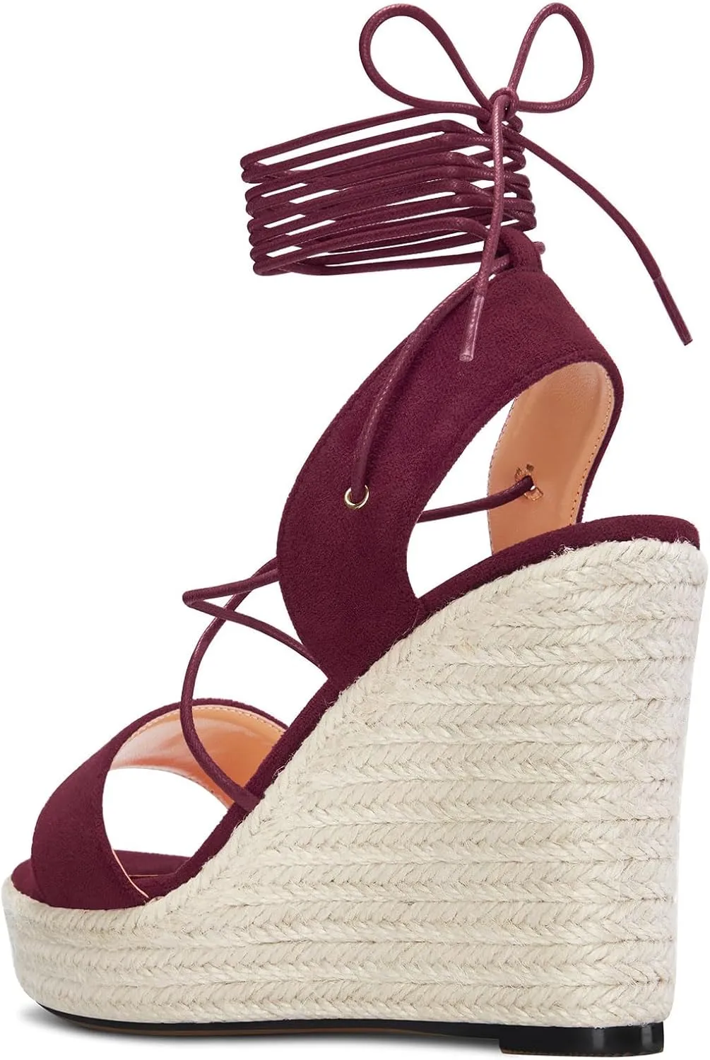 TNYNFBEB Womens High Wedge Heel Peep Open Toe Sandals Cross-Strap Lace-up Prom Basic Classic 3.9 Inches Heels