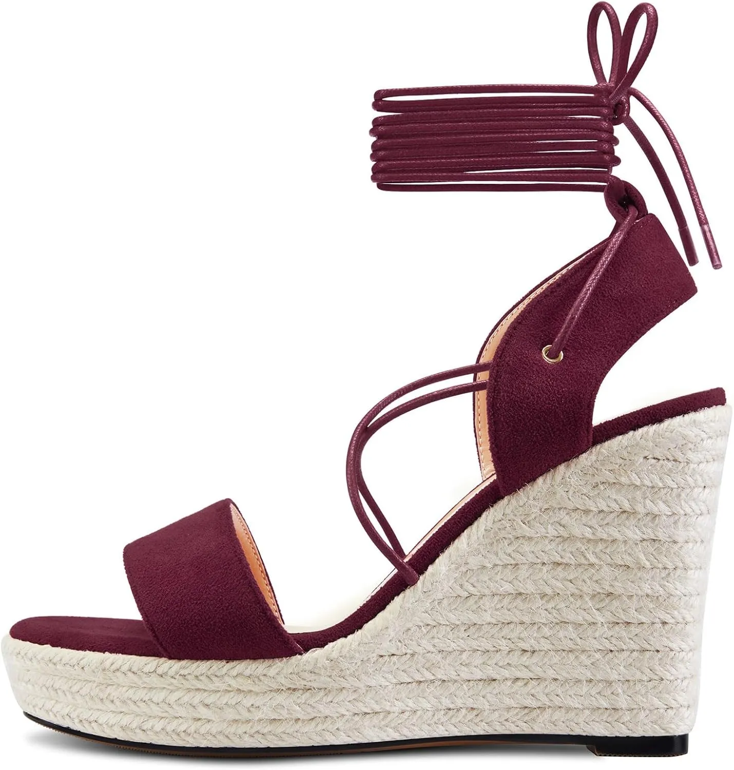 TNYNFBEB Womens High Wedge Heel Peep Open Toe Sandals Cross-Strap Lace-up Prom Basic Classic 3.9 Inches Heels