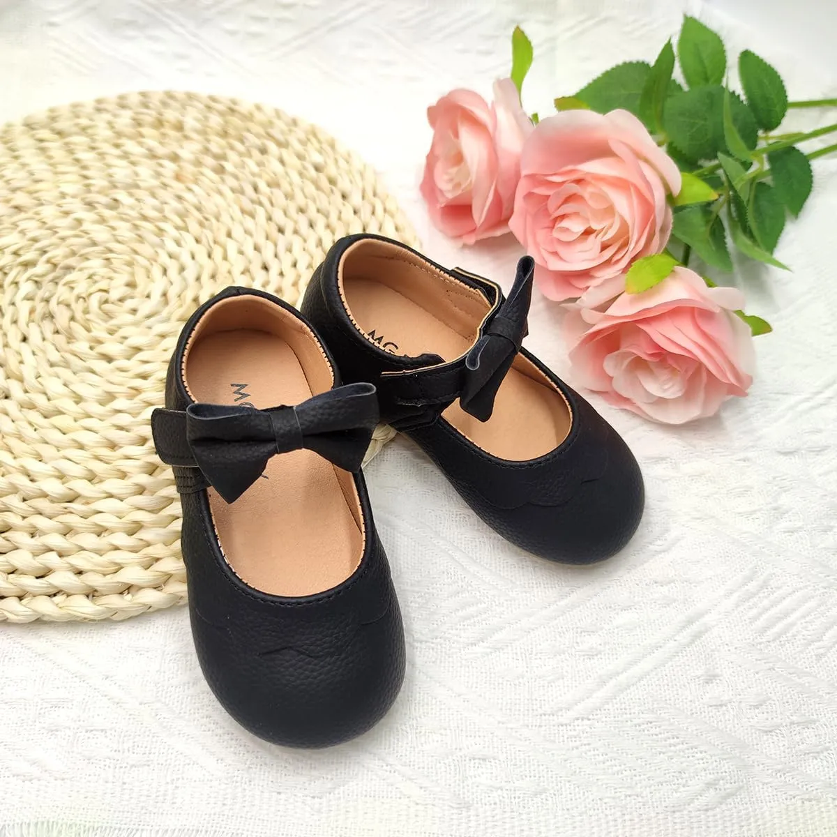 Toddler Girls Mary Jane Dress Shoes Little Kids Ballet Flats Bowkont Flower Wedding Party School Princess Shoes