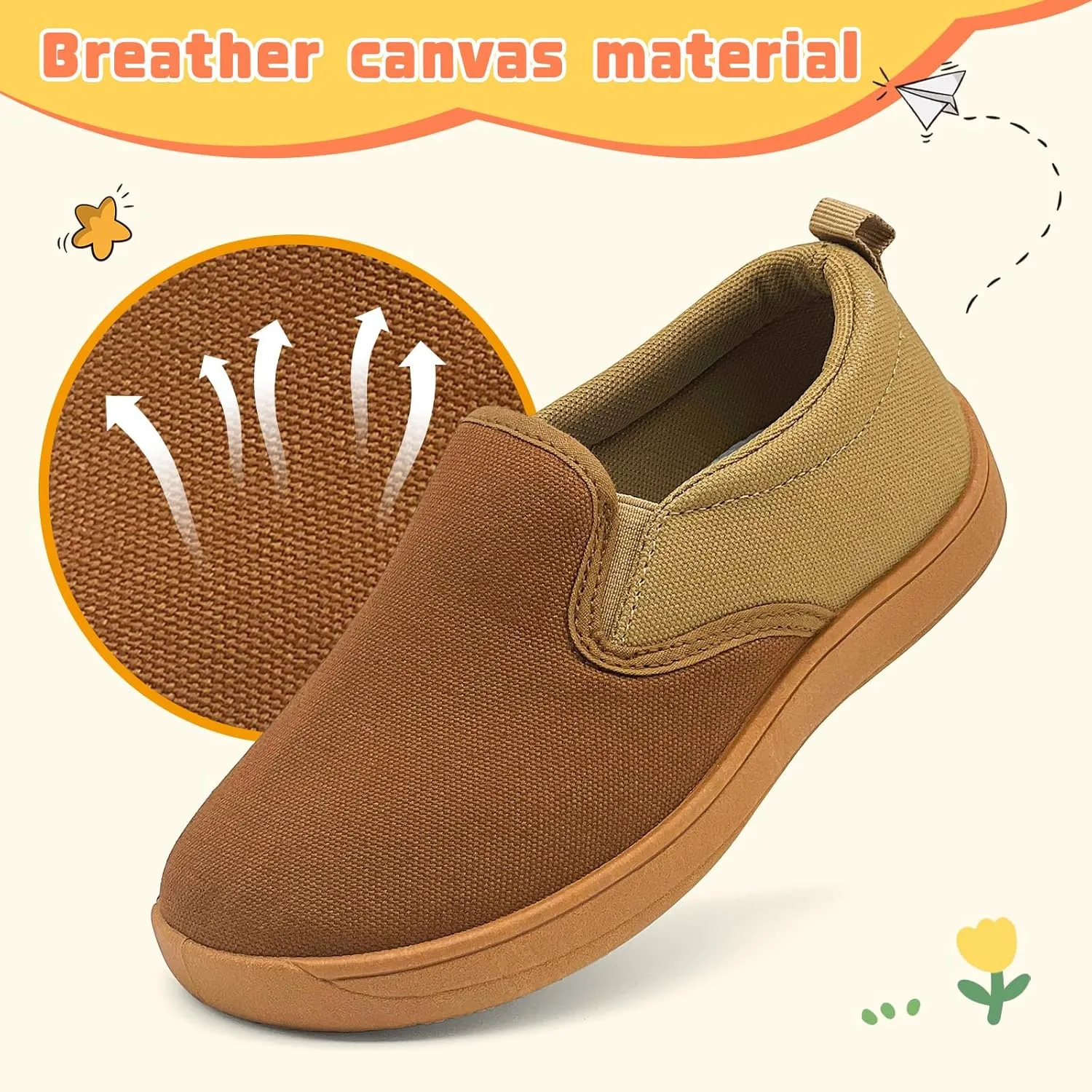 Toddler Kids Wide Barefoot Shoes Girls Boys Minimalist Slip On Canvas Sneakers Lightweight Casual Walking Shoes Fit Naturally Zero-Drop Sole