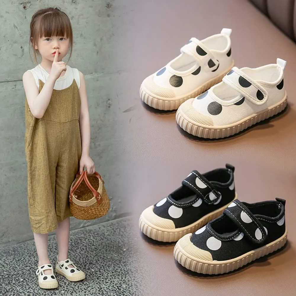 Toddler Little Girls Shoes Kids Mary Jane Flats Canvas Slip-On Lightweight Sneaker School Uniform Dress Shoe Cute Casual Running Shoes