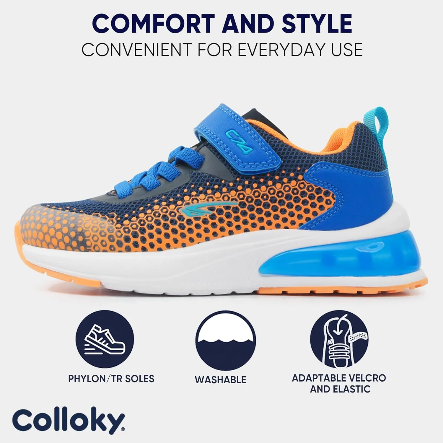 Toddler Sport Shoes for Boys and Girls - Washable Sneakers, Lightweight Design with Soft Soles & Adjustable Strap for Active Kids