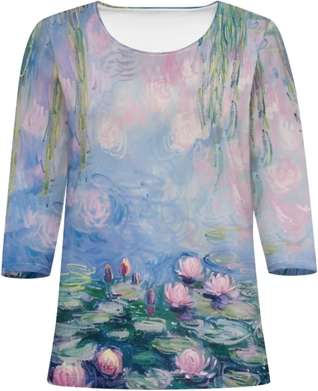 TODIYADDU Womens 3/4 Sleeve Tops with Exquisite Prints Long Sleeve T-Shirts Casual Tunic Tops Trendy Blouse for Girls Clothes