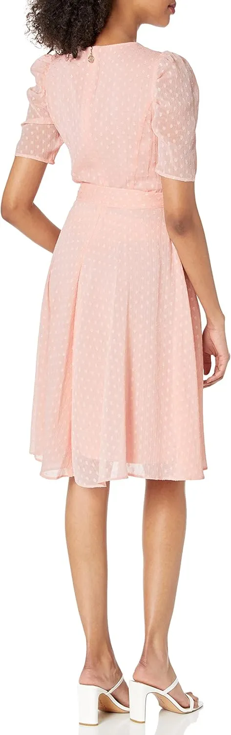 Tommy Hilfiger Women's Puff Sleeve V-neck Midi Dress