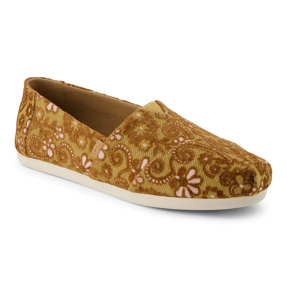 TOMS Women Alpargata Golden Honey Floral Brocade Slip On