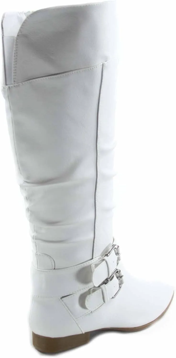 TOP Moda Coco-20 Women's Fashion Round Toe Low Heel Knee High Zipper Riding Boot Shoes