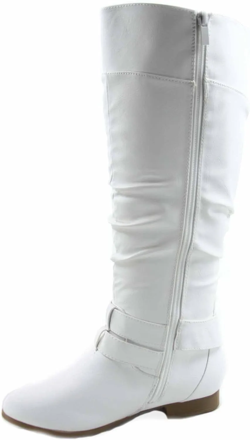 TOP Moda Coco-20 Women's Fashion Round Toe Low Heel Knee High Zipper Riding Boot Shoes