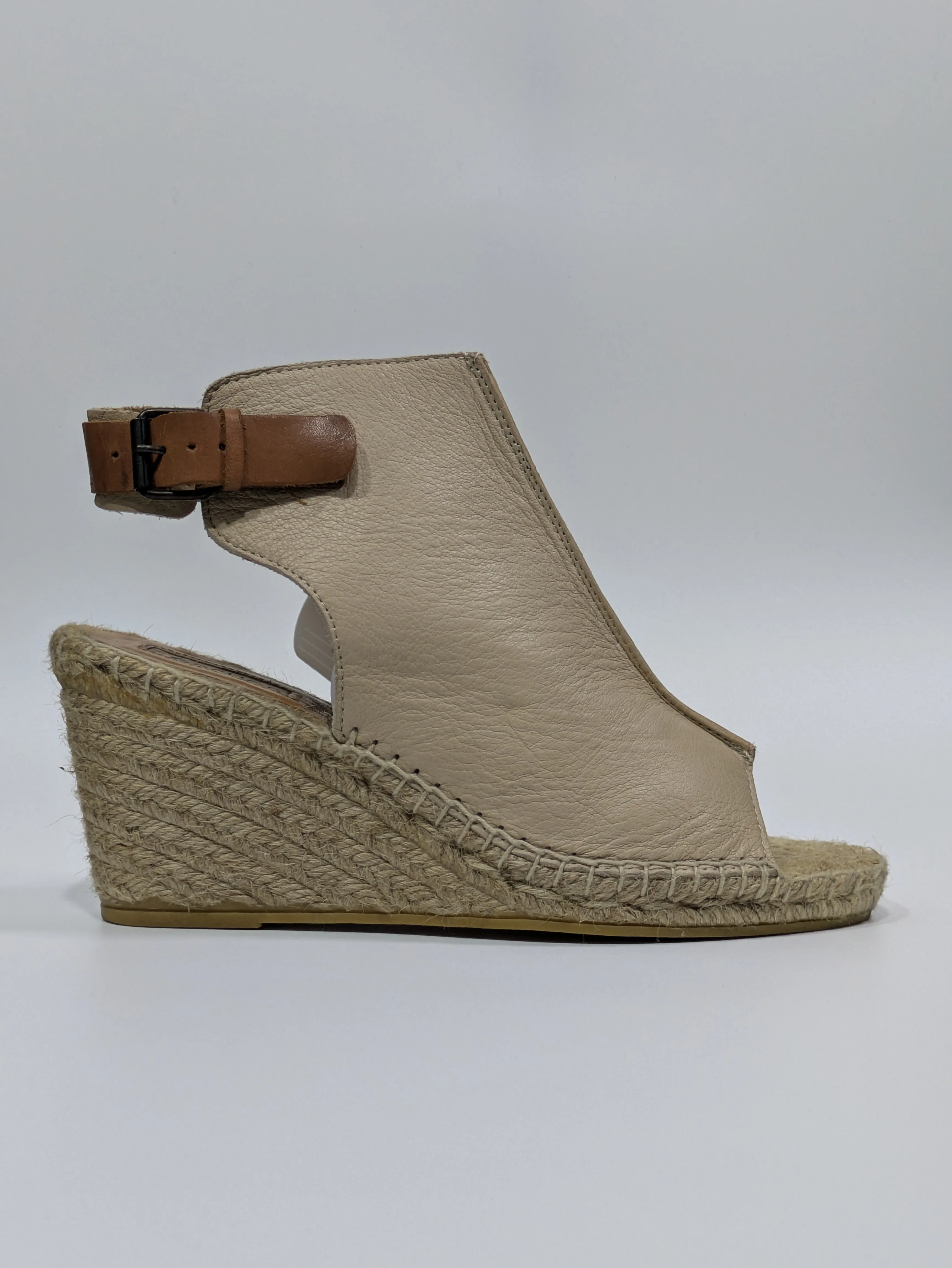 Topshop Beige Leather Espadrille Wedge Heels – UK 6 / EU 39 / US 8