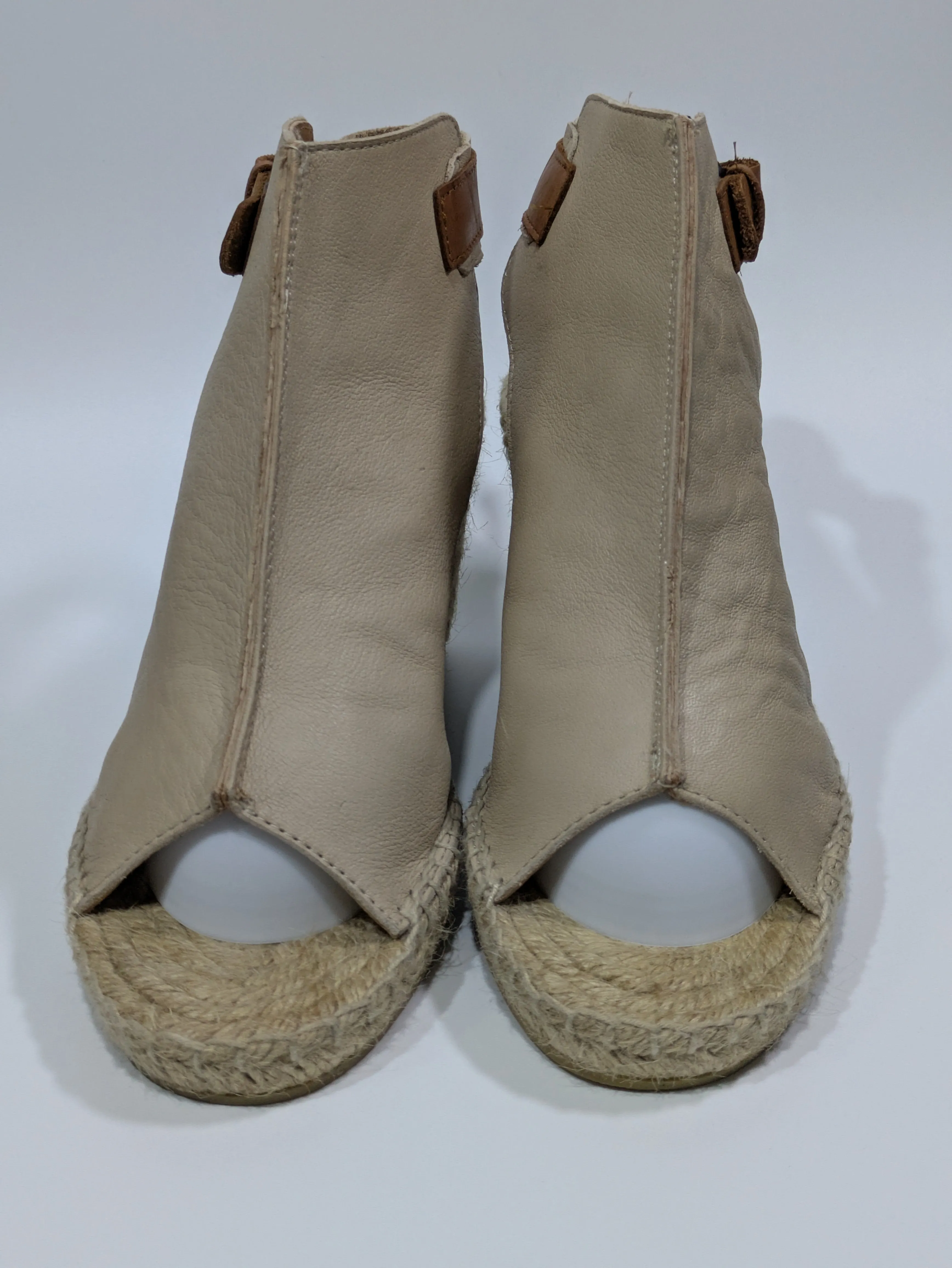 Topshop Beige Leather Espadrille Wedge Heels – UK 6 / EU 39 / US 8