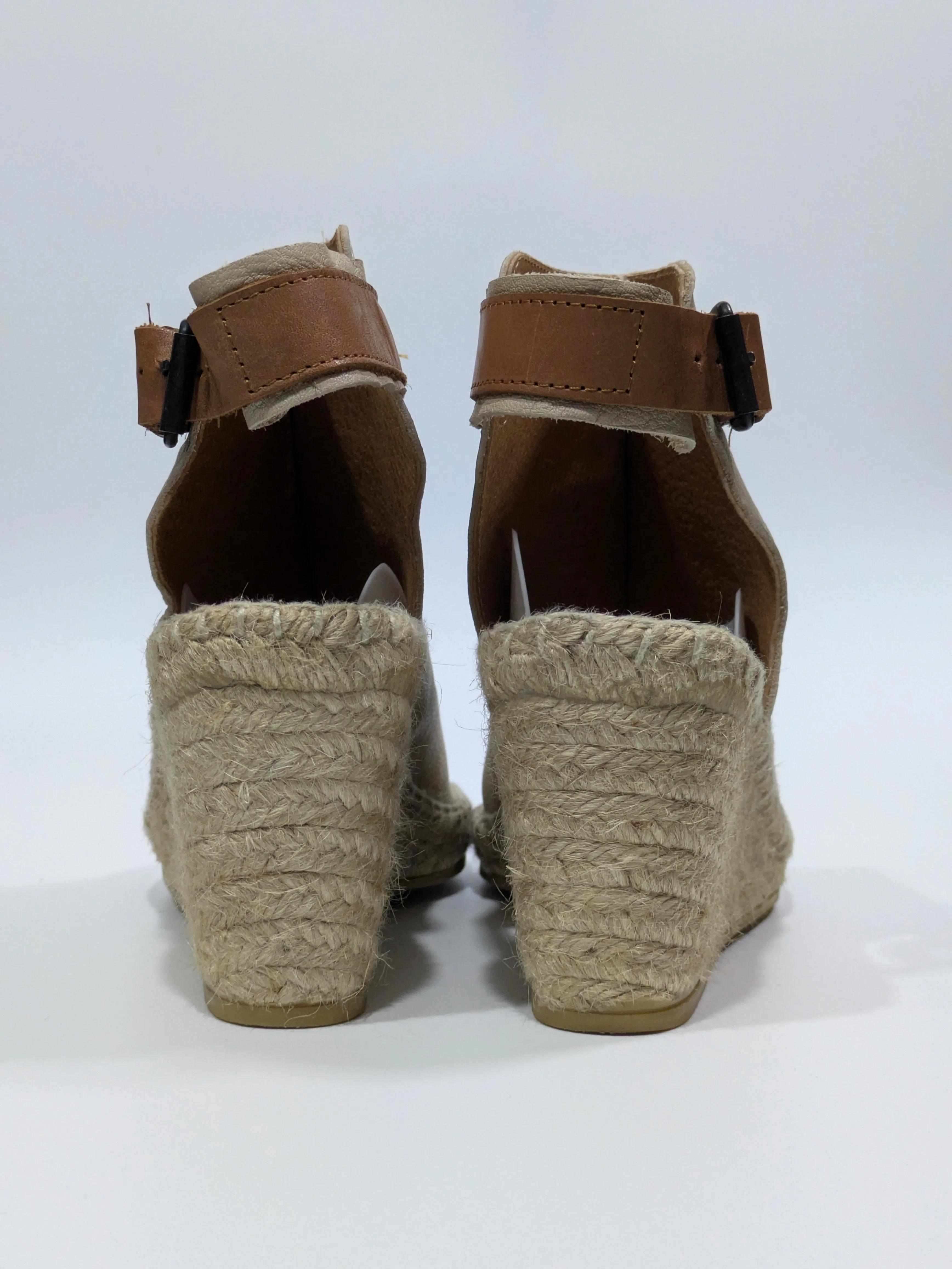 Topshop Beige Leather Espadrille Wedge Heels – UK 6 / EU 39 / US 8