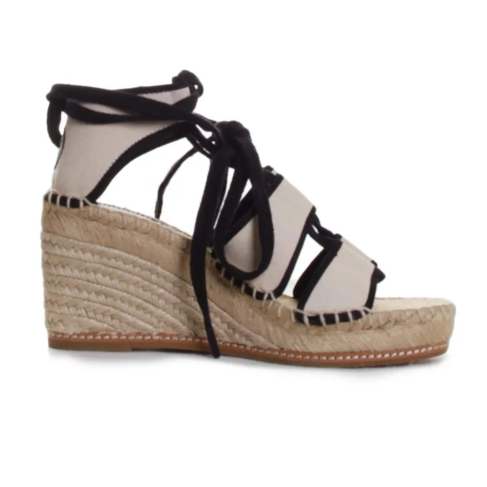 Tory Burch Women's Cream Black 65MM Wedge 7 Ivory/Black