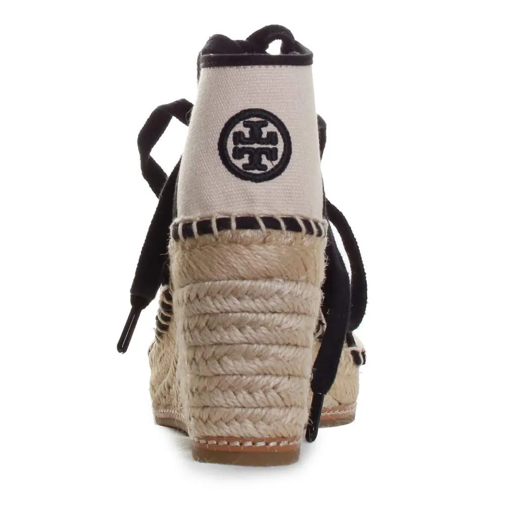 Tory Burch Women's Cream Black 65MM Wedge 7 Ivory/Black
