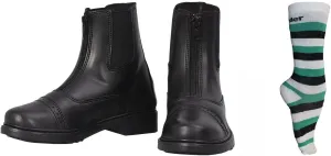 TuffRider Children’s Starter Front Zip Paddock Boots with free Socks | Durable, Easy to Clean Water-Resistant Horse Riding Boots