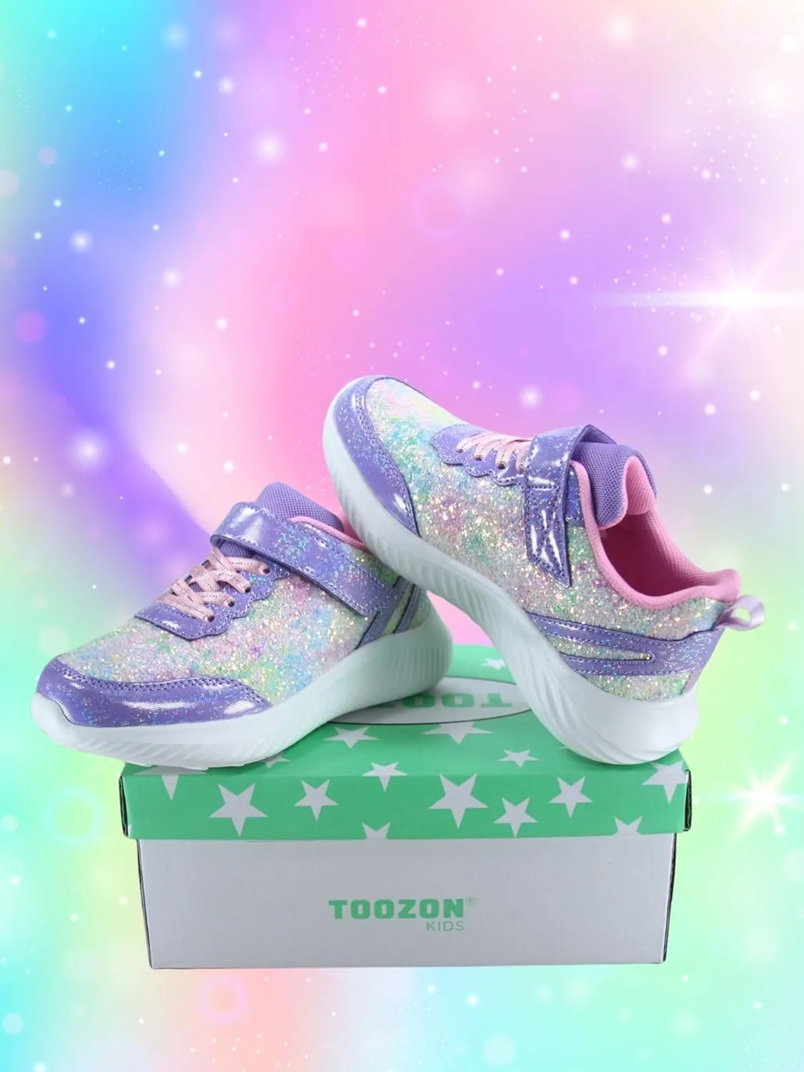 TZ Youth Kid's Girl's Glitter Fashion Sneakers Sparking Shiny Casual Athletic Walking Shoes