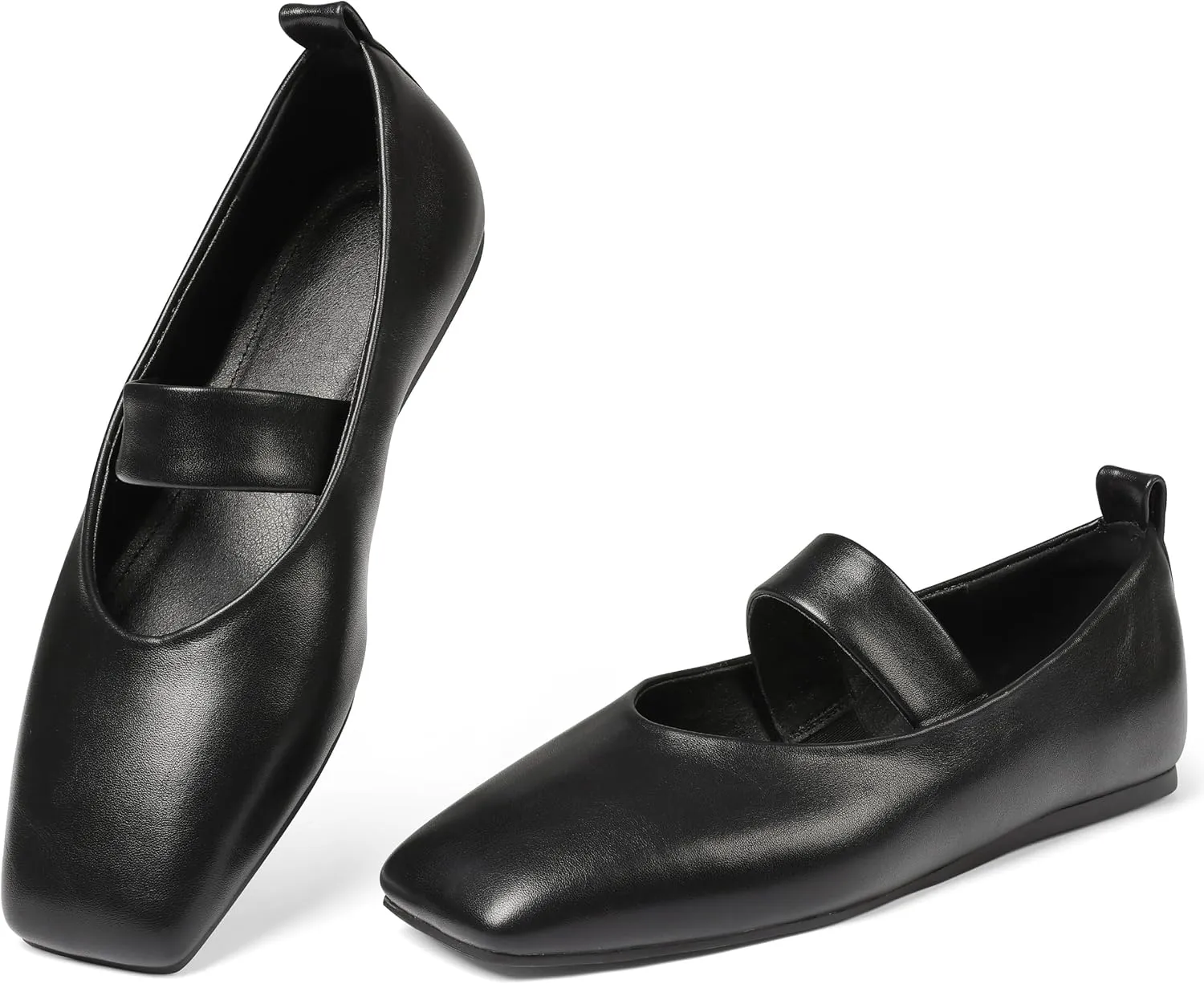 Uacllcau Ballet Flats Shoes for Women Square Toe Mary Jane Shoes Flat Women Comfortable Dressy Casual Slip On Ballerina Mesh Flats with Elastic Strap