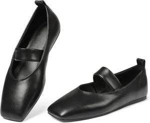 Uacllcau Ballet Flats Shoes for Women Square Toe Mary Jane Shoes Flat Women Comfortable Dressy Casual Slip On Ballerina Mesh Flats with Elastic Strap