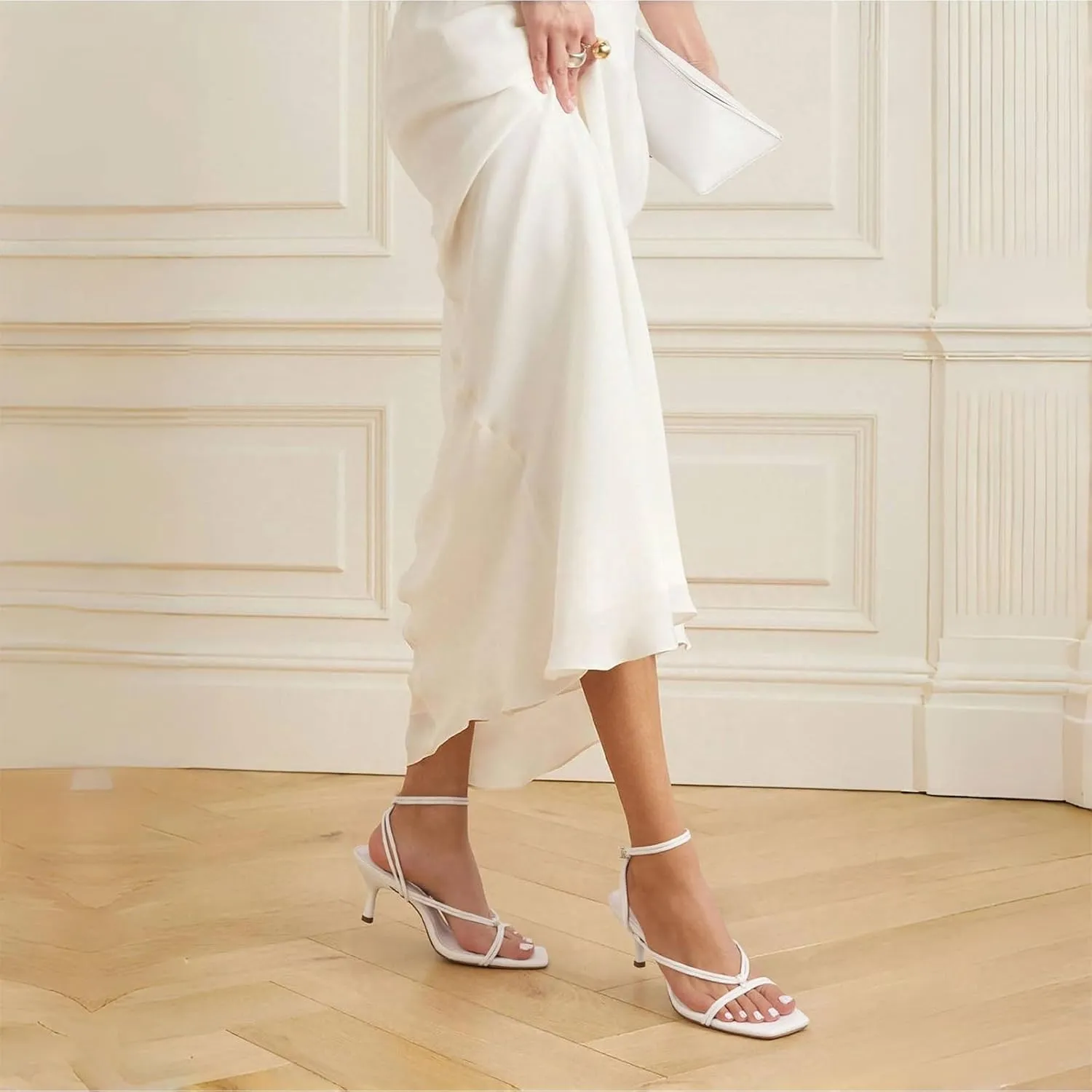 Uacllcau Women's Strappy Heels Sandals Square Open Toe Low Kitten Stiletto Heels Lace Up Thong Heeled Sandals for Women Flip Flop Heels for Party Prom Wedding Dress Shoes