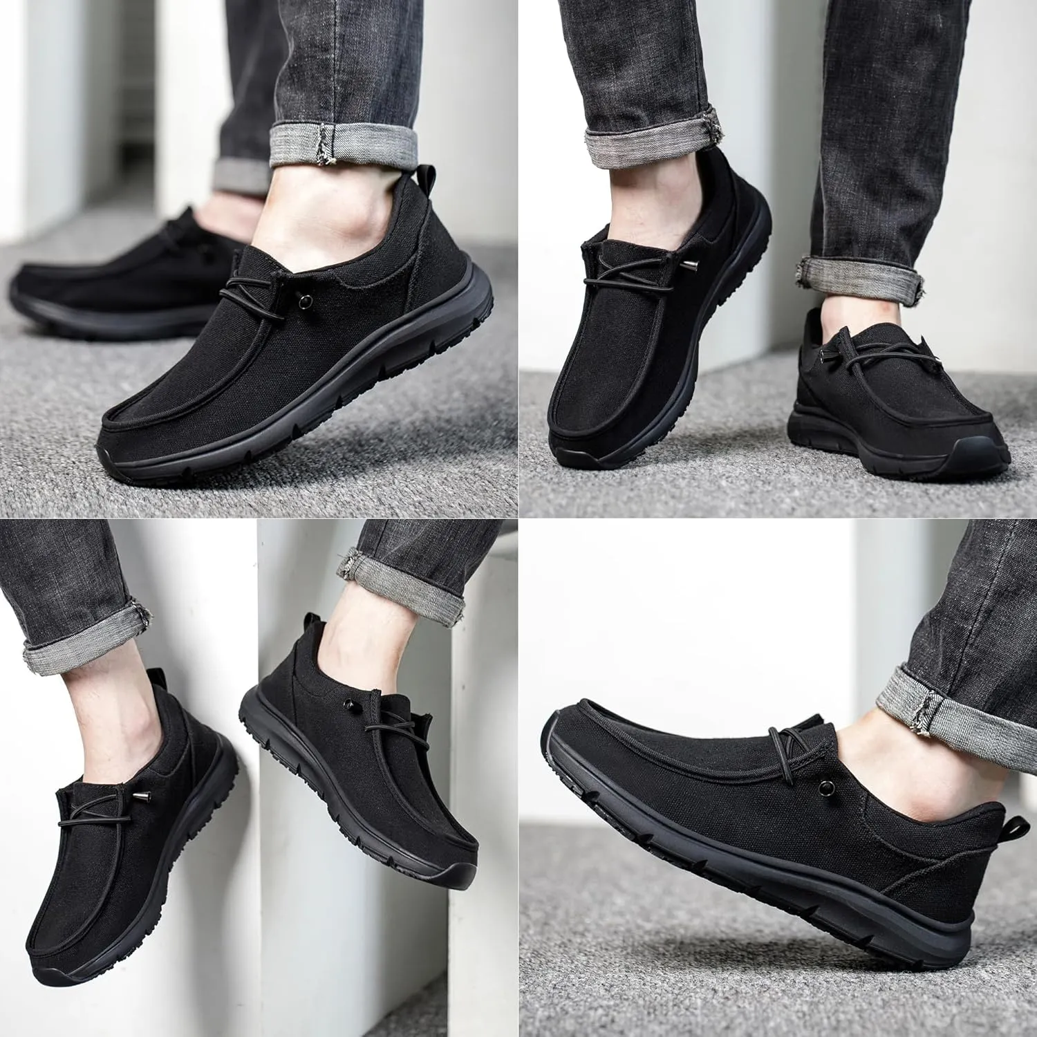 ulogu Non Slip Waterproof Shoes for Men Women Oil Resistant Slip On Work Loafers Food Service Canvas Shoe