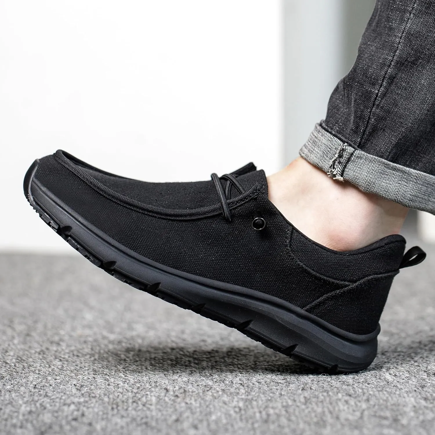 ulogu Non Slip Waterproof Shoes for Men Women Oil Resistant Slip On Work Loafers Food Service Canvas Shoe