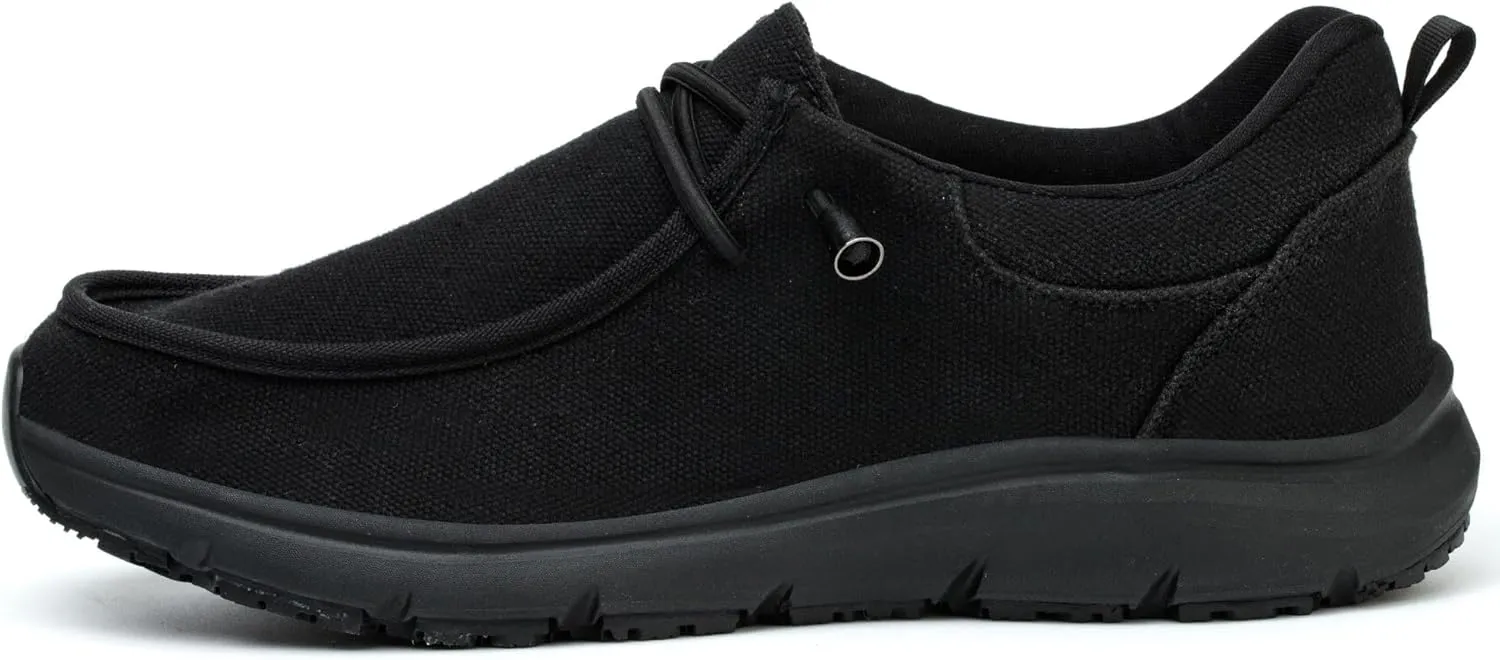 ulogu Non Slip Waterproof Shoes for Men Women Oil Resistant Slip On Work Loafers Food Service Canvas Shoe
