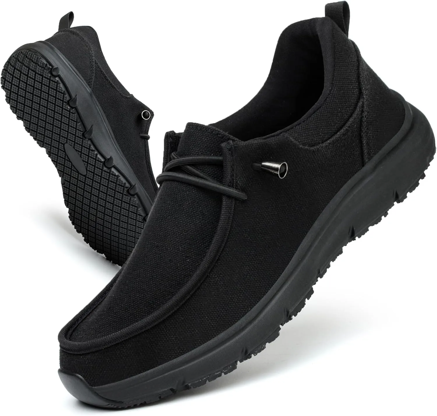ulogu Non Slip Waterproof Shoes for Men Women Oil Resistant Slip On Work Loafers Food Service Canvas Shoe