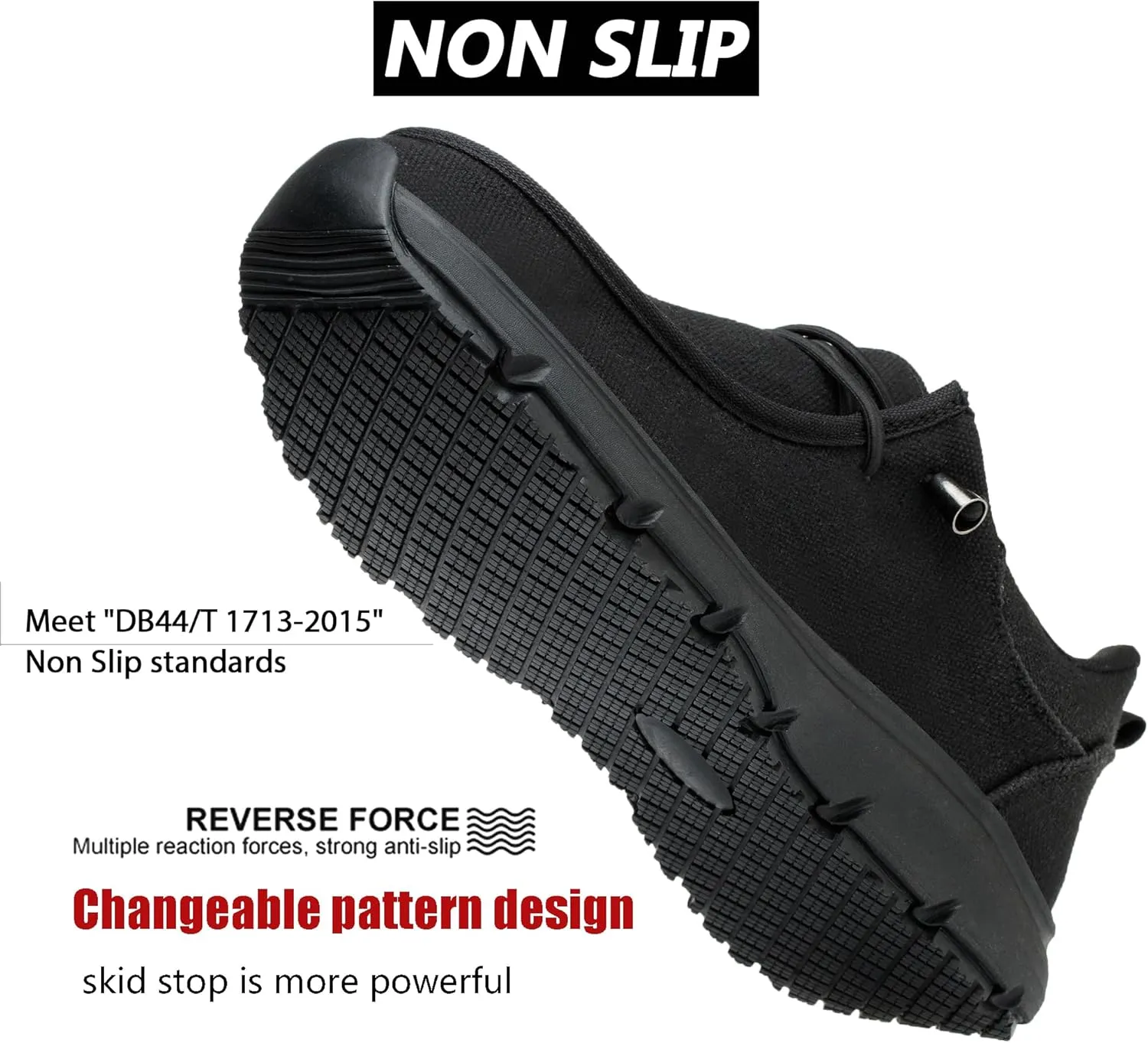 ulogu Non Slip Waterproof Shoes for Men Women Oil Resistant Slip On Work Loafers Food Service Canvas Shoe