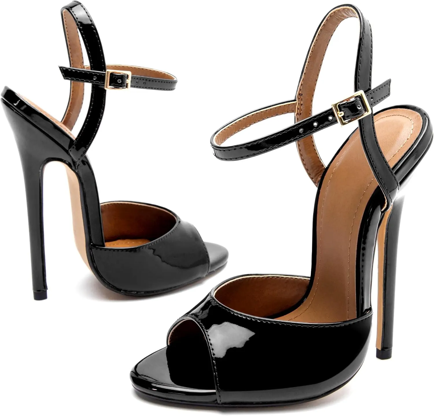 Unisex Men's Women's Strappy Sandals Heels Stiletto Patent Leather High Heeled Sandals Party Shoes