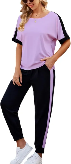 VIMPUNEC Women 2 Piece Outfits Summer Casual Lounge Sets Soft Sweatsuits Trendy Matching Sets