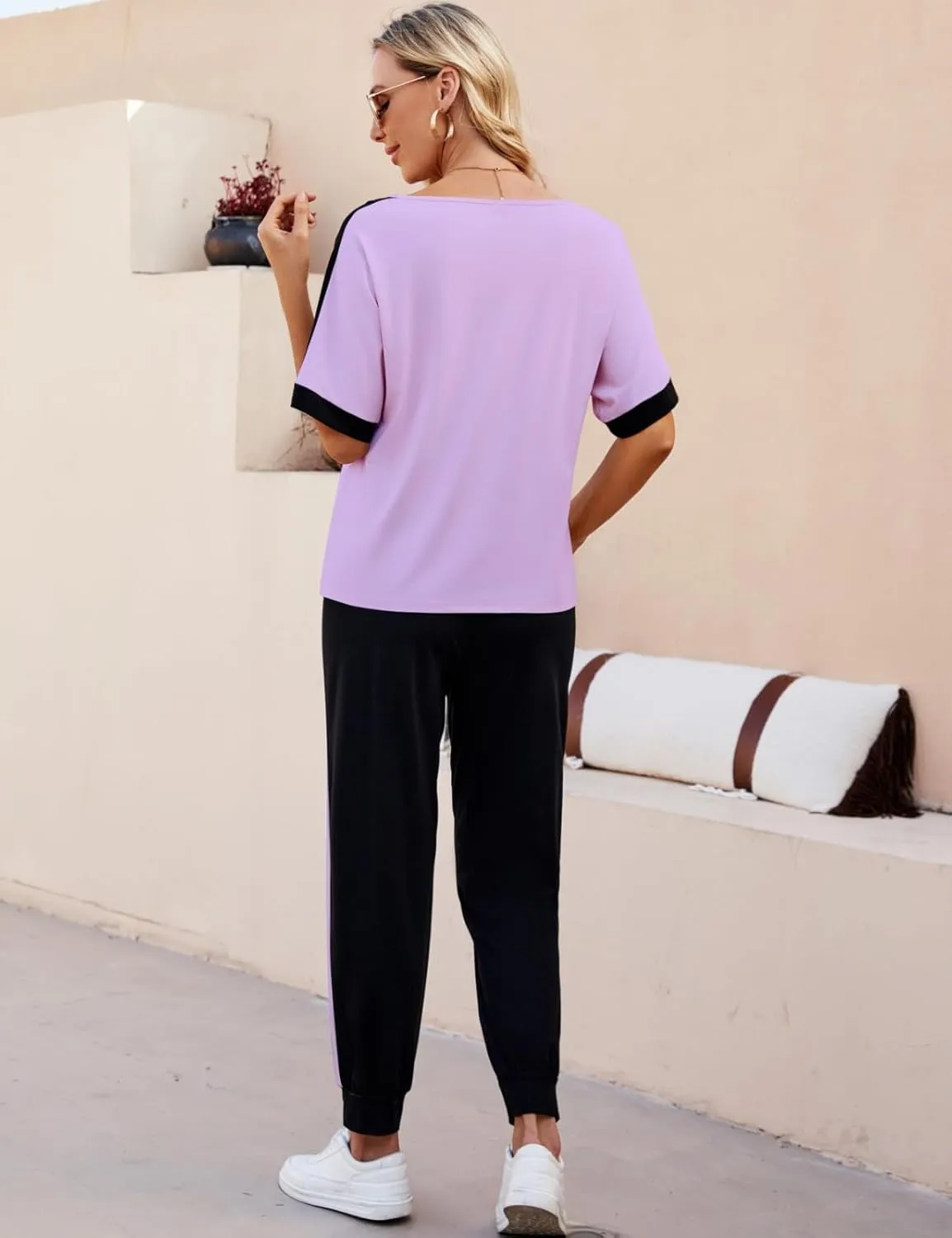 VIMPUNEC Women 2 Piece Outfits Summer Casual Lounge Sets Soft Sweatsuits Trendy Matching Sets