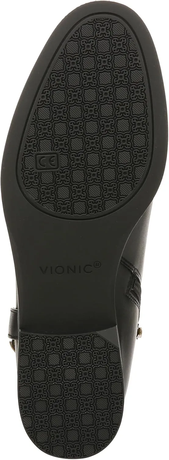 Vionic Women's Vienna Rhiannon Leather Zip-Up Ankle Boot- Comfort Booties That Helps Heel Pain, Plantar Fasciitis with Built-in Arch Support Orthotic Insole That Corrects Pronation and Alignment, Med