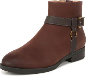 Vionic Women's Vienna Rhiannon Leather Zip-Up Ankle Boot- Comfort Booties That Helps Heel Pain, Plantar Fasciitis with Built-in Arch Support Orthotic Insole That Corrects Pronation and Alignment, Med