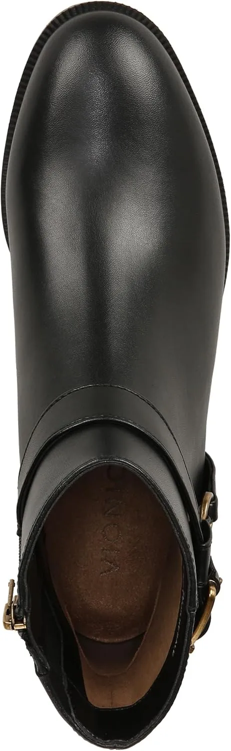 Vionic Women's Vienna Rhiannon Leather Zip-Up Ankle Boot- Comfort Booties That Helps Heel Pain, Plantar Fasciitis with Built-in Arch Support Orthotic Insole That Corrects Pronation and Alignment, Med