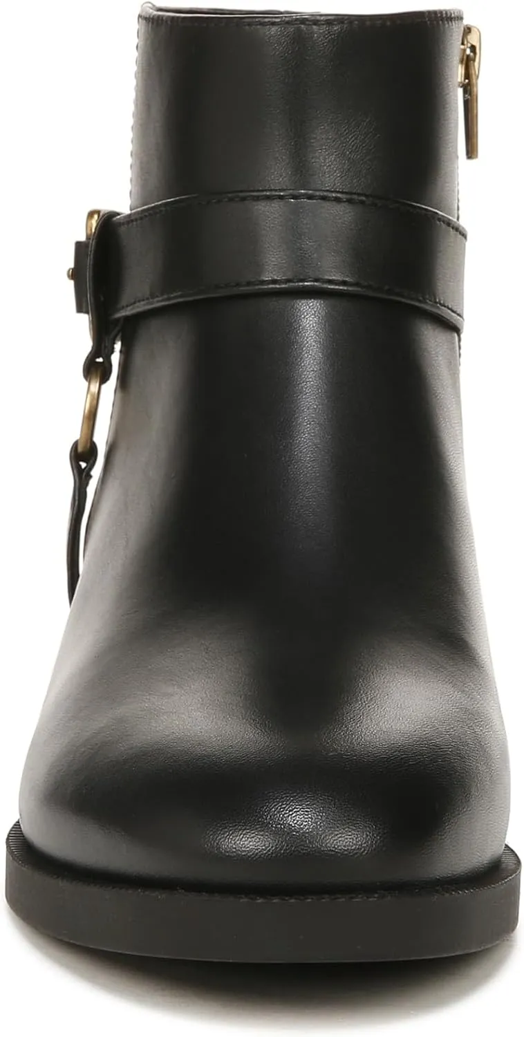 Vionic Women's Vienna Rhiannon Leather Zip-Up Ankle Boot- Comfort Booties That Helps Heel Pain, Plantar Fasciitis with Built-in Arch Support Orthotic Insole That Corrects Pronation and Alignment, Med