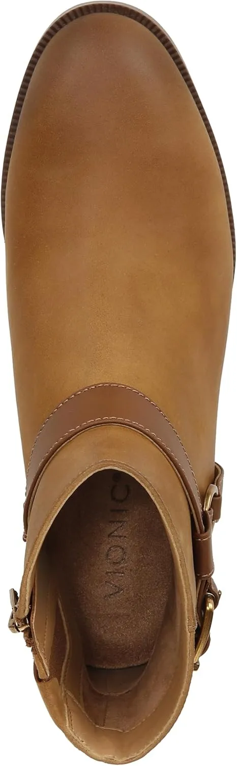 Vionic Women's Vienna Rhiannon Leather Zip-Up Ankle Boot- Comfort Booties That Helps Heel Pain, Plantar Fasciitis with Built-in Arch Support Orthotic Insole That Corrects Pronation and Alignment, Med