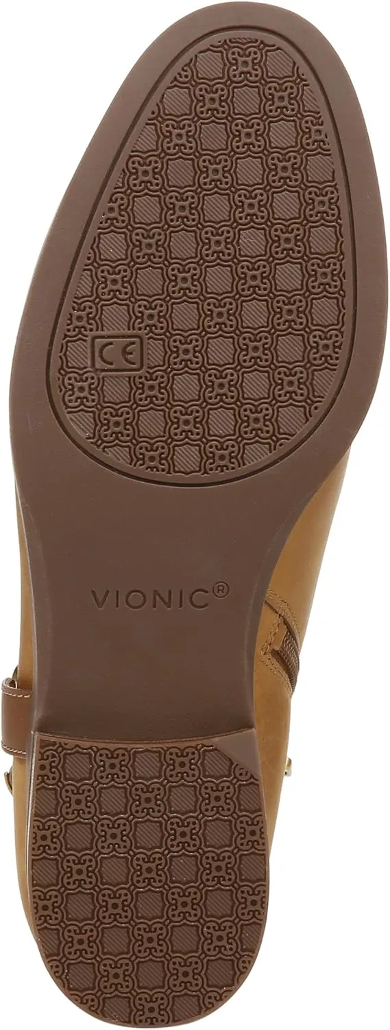 Vionic Women's Vienna Rhiannon Leather Zip-Up Ankle Boot- Comfort Booties That Helps Heel Pain, Plantar Fasciitis with Built-in Arch Support Orthotic Insole That Corrects Pronation and Alignment, Med