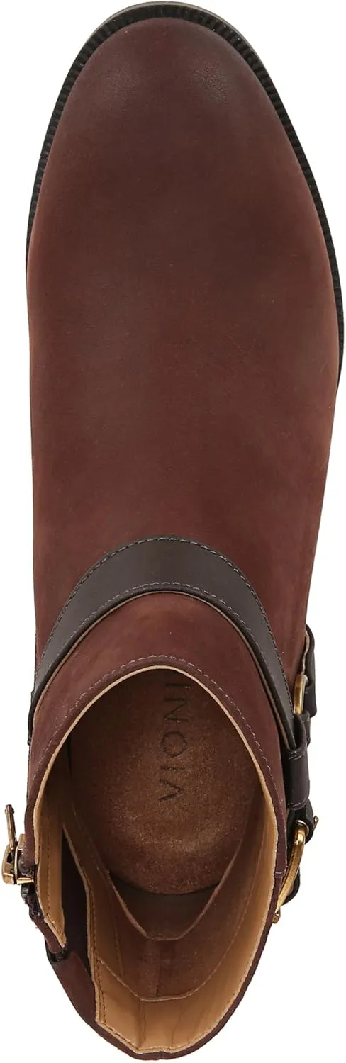 Vionic Women's Vienna Rhiannon Leather Zip-Up Ankle Boot- Comfort Booties That Helps Heel Pain, Plantar Fasciitis with Built-in Arch Support Orthotic Insole That Corrects Pronation and Alignment, Med