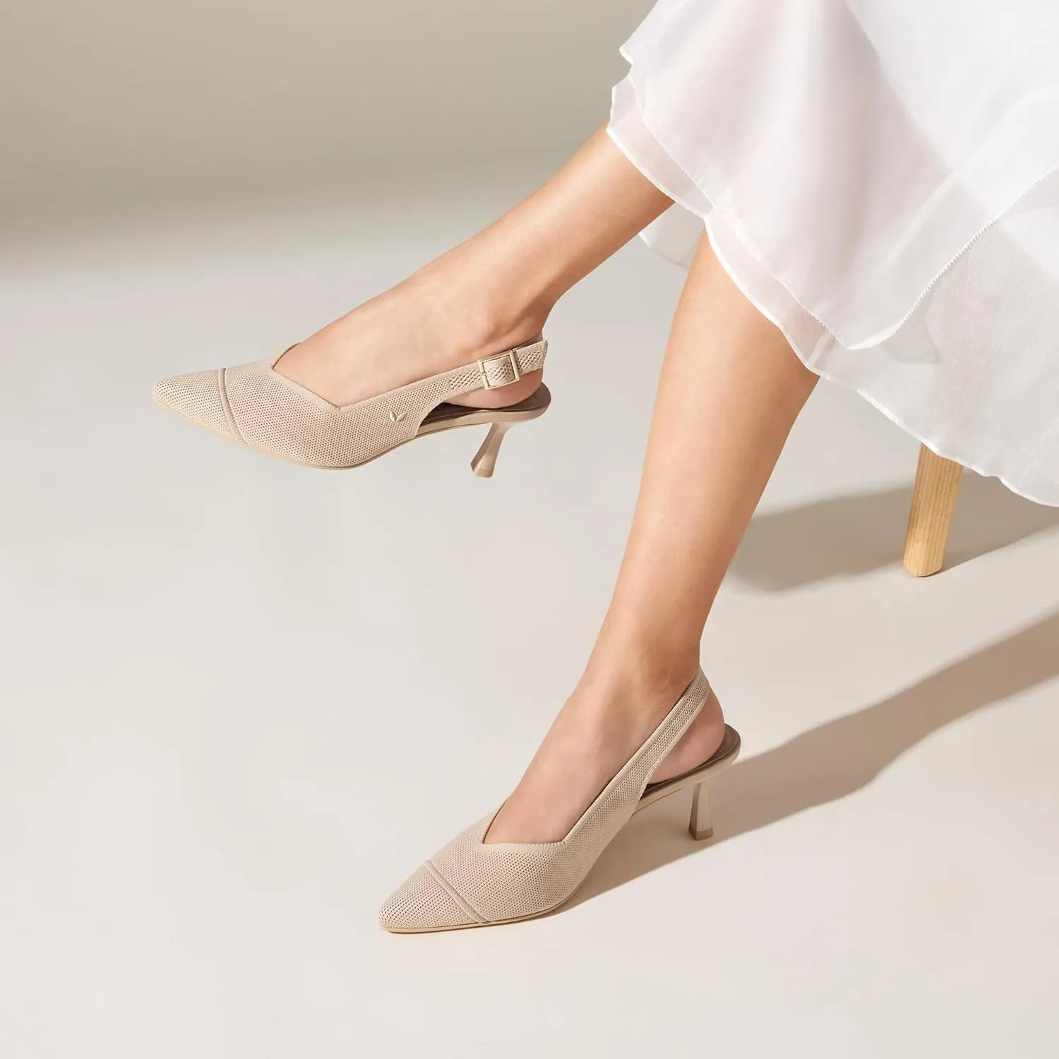 VIVAIA Addison Pointed-Toe Slingback Sandals Kitten Heels Shoes For Women Elegant Comfortable Dressy Party With Arch support