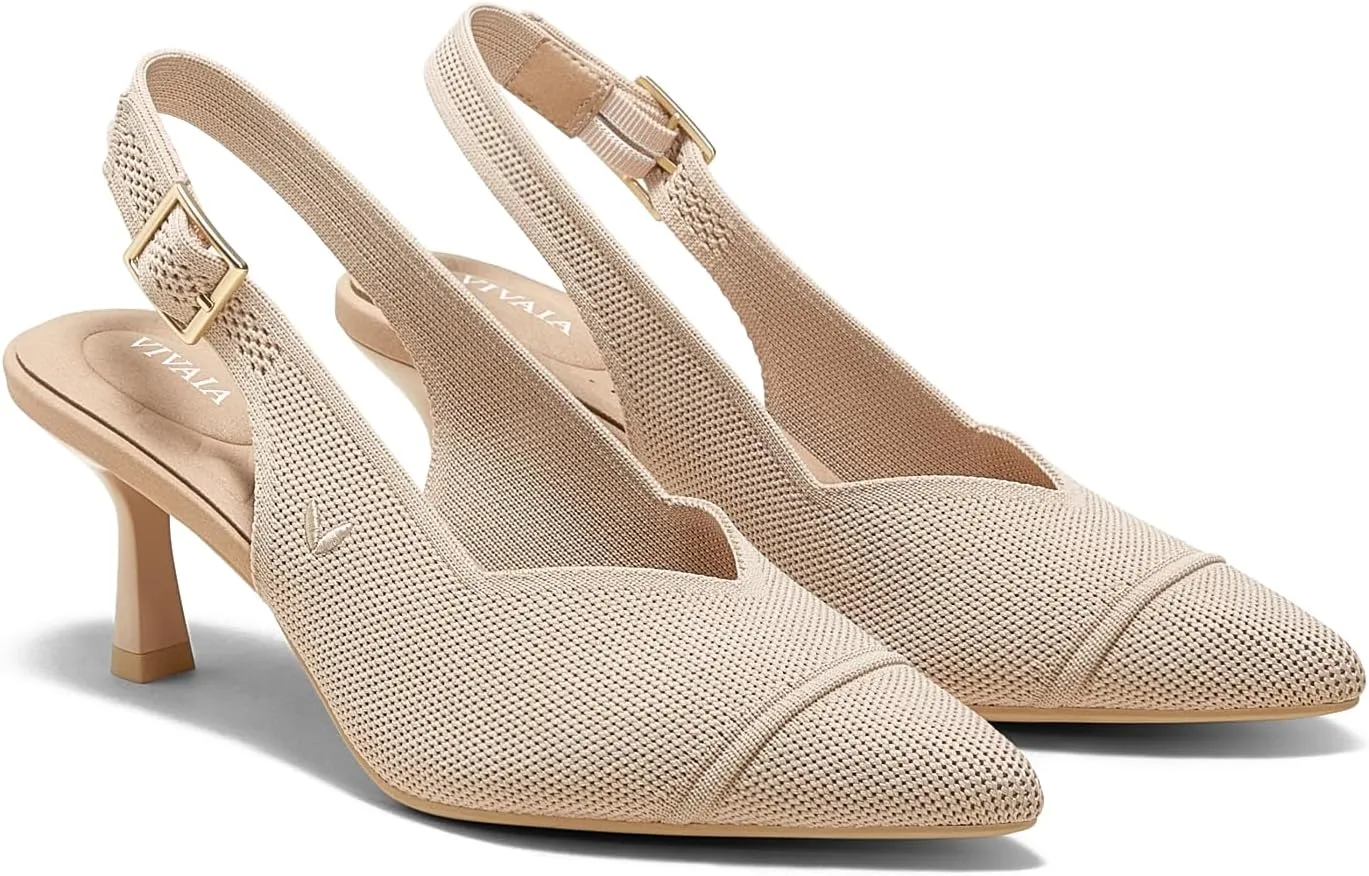 VIVAIA Addison Pointed-Toe Slingback Sandals Kitten Heels Shoes For Women Elegant Comfortable Dressy Party With Arch support